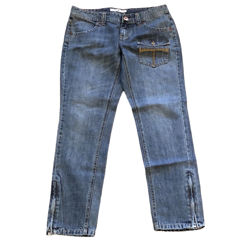 TOMMY HILFIGER ZIPPERED LEG SKINNY ANKLE DENIM JEANS BLUE SIZE 4